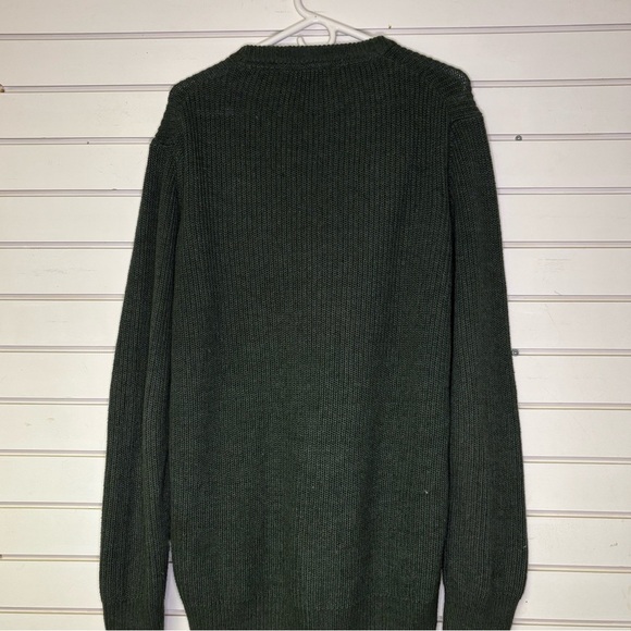 3/$30 William Rast Green Knit Mens Large Sweater Crewneck Cotton Blend Chunky - Picture 3 of 7